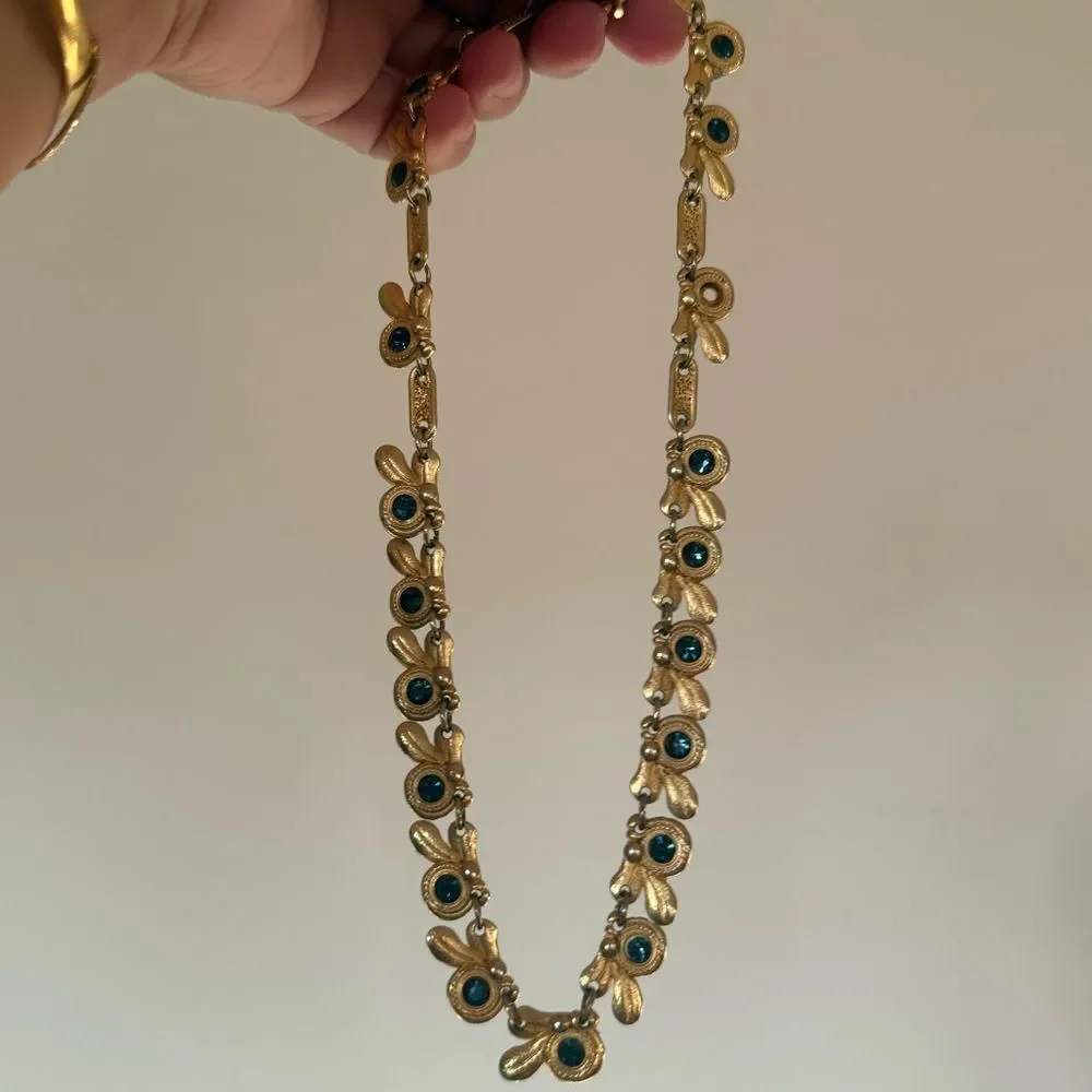 Elegant Gold and Blue Stone Necklace